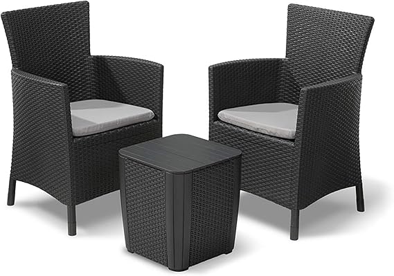 KETER IOWA GREY Conjunto de Sillón y Mesa para Balcón Terraza Exterior